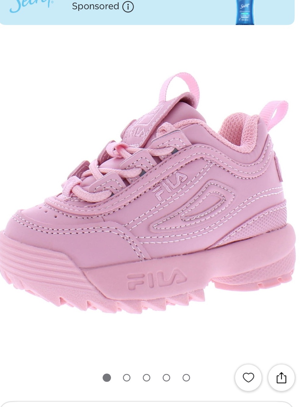 Fila Disruptor II chunky sneakers in a light pink colorway